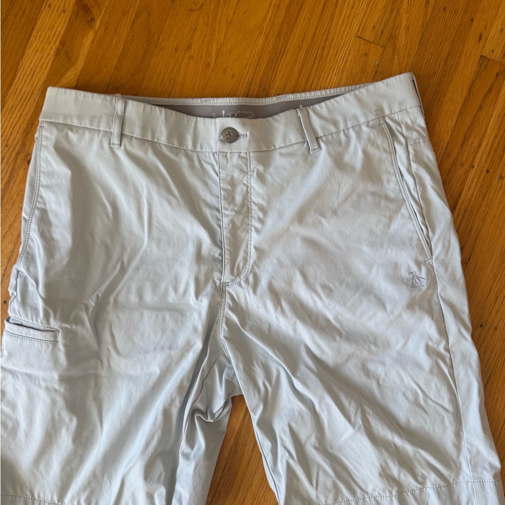 Original Penguin Gray Cargo Shorts Lightweight Cotton